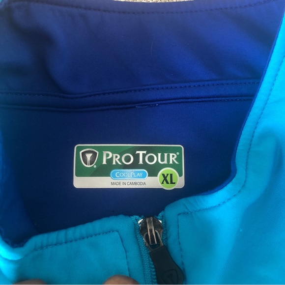 PRO TOUR ATHLEISURE LIGHT BLUE LONG SLEEVE PULLOVER QUARTER ZIP GOLF SWEATSHIRT - Picture 6 of 12